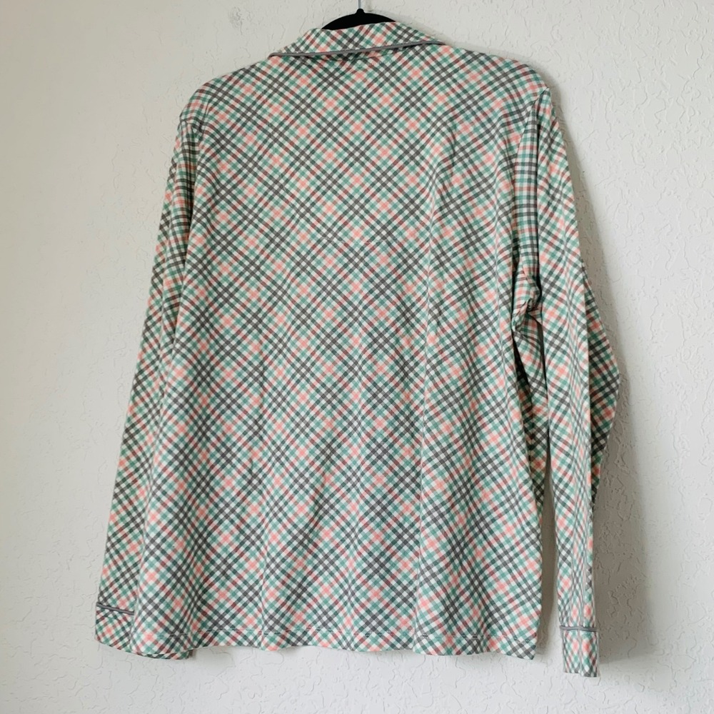 Poppy & Clay Pajama Set Women XL Green Plaid Organic Cotton Coastal Quiet Luxury - Picture 3 of 13